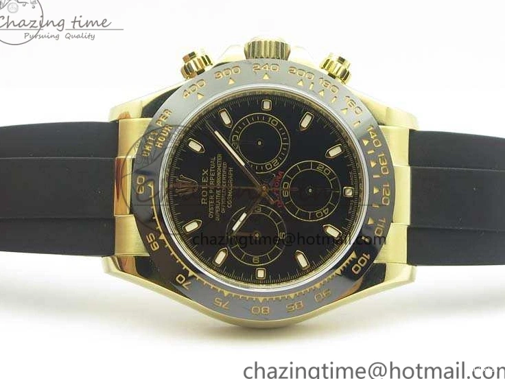 Daytona 1:1 Clone 116518 LN YG Dial Best Black ARF Rubber A4130 On Strap Super Edition 0303